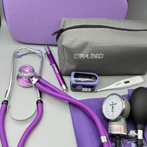 Kit Acadêmico Rappaport P.A MED Lilás+Esfigmo P.A MED Lilás+ Term. Gtech Branco + Oxímetro Roxo + Lanterna Roxa +Case rox