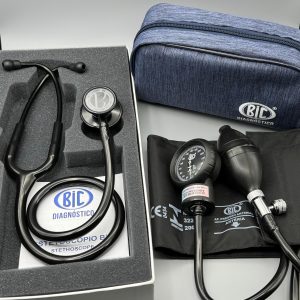 Kit Estetoscópio BIC Eternity Inox Duplo Preto Total + Esfigmomanômetro BIC Preto