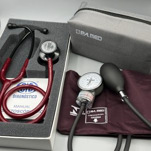 Kit Acadêmico Estetoscópio BIC ETERNITY VINHO BLACK+ Esfigmomanômetro P.A MED VINHO