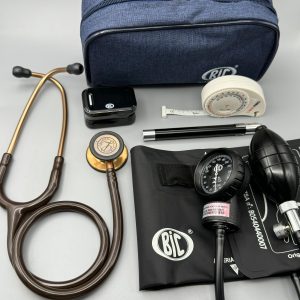 Estetoscópio Littmann Classic III Chocolate + Esfigmomanômetro BIC Preto + Oxímetro BIC+ Lanterna clinica+Fita Métrica