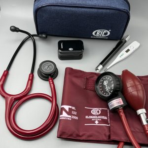 Kit Estetoscópio Littmann Classic III Burgundy Black + Esfigmomanômetro BIC VINHO + Oxímetro BIC+ Lanterna+Termometro