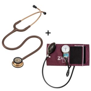 Kit Acadêmico  Littmann Classic III Chocolate + Esfigmo P.A MED Bordô
