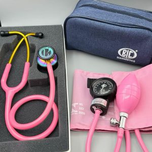 Kit Acadêmico Estetoscópio Bic Eternity + Esfigmomanômetro Aparelho de Pressão Bic Rosa Chiclé