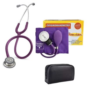 Kit Acadêmico Estetoscópio Littmann Classic III 5831 PLUM + Esfigmo PREMIUM + Estojo