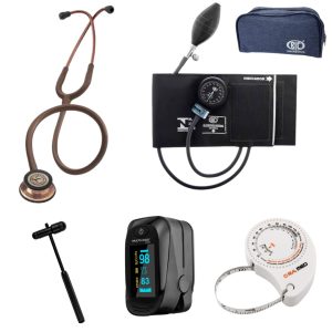 Kit Acadêmico Fisioterapia Estetoscópio Littmann Classic III Chocolate +Esfigmo BIC + Martelo Buck + Oximetro +Fita