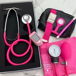 Kit Acadêmico Estetoscópio P.A Med Rosa Duplo Adulto e Infantil Enfermagem Estudante Excelente Ausculta