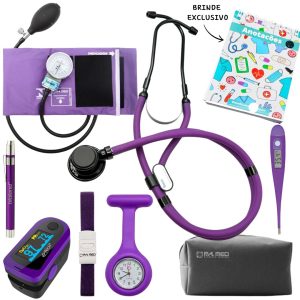 Kit Estetoscópio Rappaport Linha Black P.A MED Roxo Black Lilás