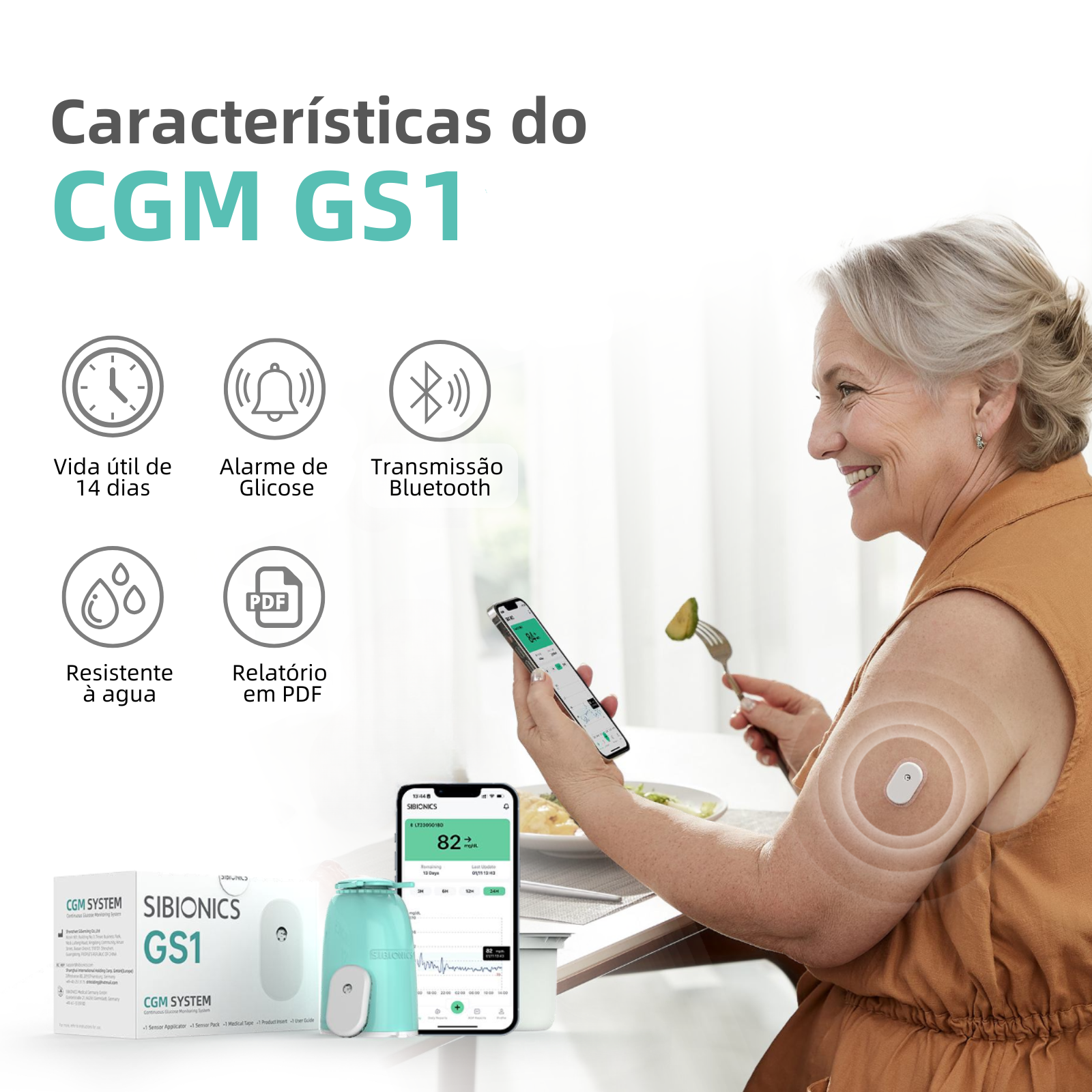 Sistema de Monitoramento Contínuo de Glicose SIBIONICS GS1 - Imagem 4