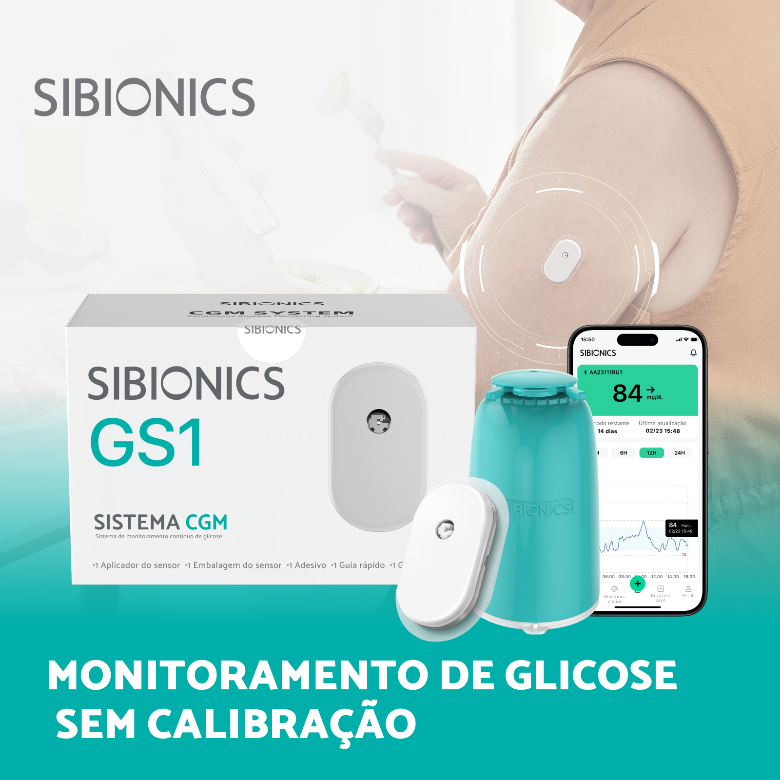 Sistema de Monitoramento Contínuo de Glicose SIBIONICS GS1 - Imagem 3