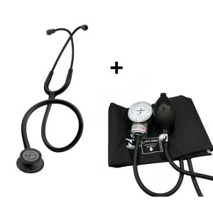 Estetoscópio Littmann Classic III 5803 Black Edition + Esfigmomanômetro P.a Med - Preto
