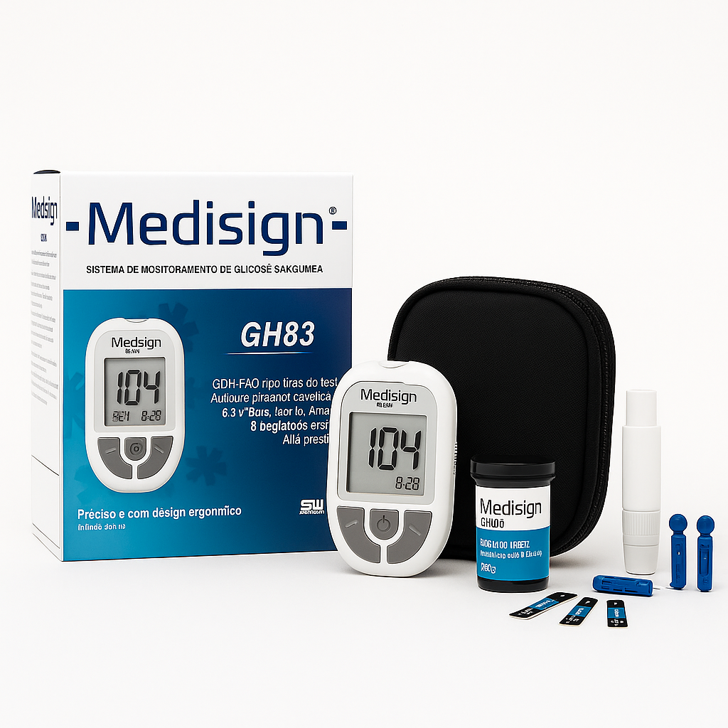 Medidor de Glicose Medisign GH83 Completo - Resultado 5 Segundos