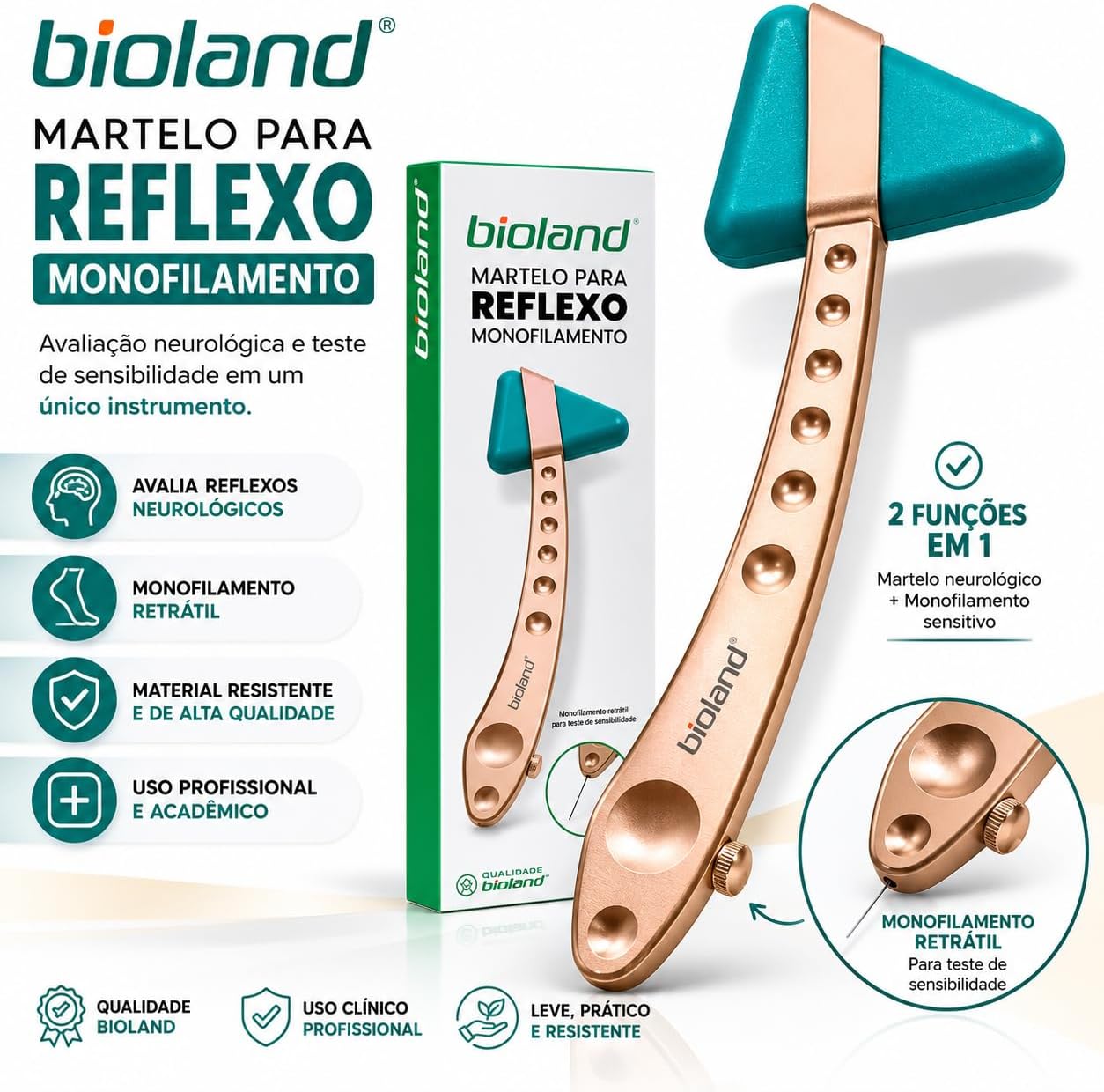 Martelo para Reflexo com Monofilamento Bioland Avaliação Neurológica - Imagem 2