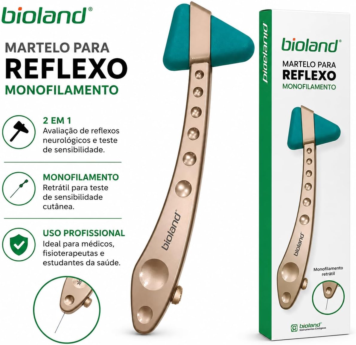 Martelo para Reflexo com Monofilamento Bioland Avaliação Neurológica - Imagem 3